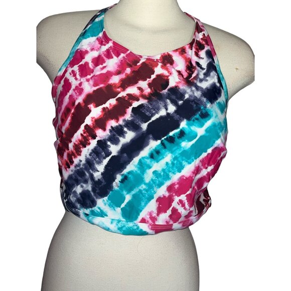 Eco Beach Tie Dye Halter Racerback Swim Top Sz XL Womens Colorful Swimwear - Picture 1 of 5